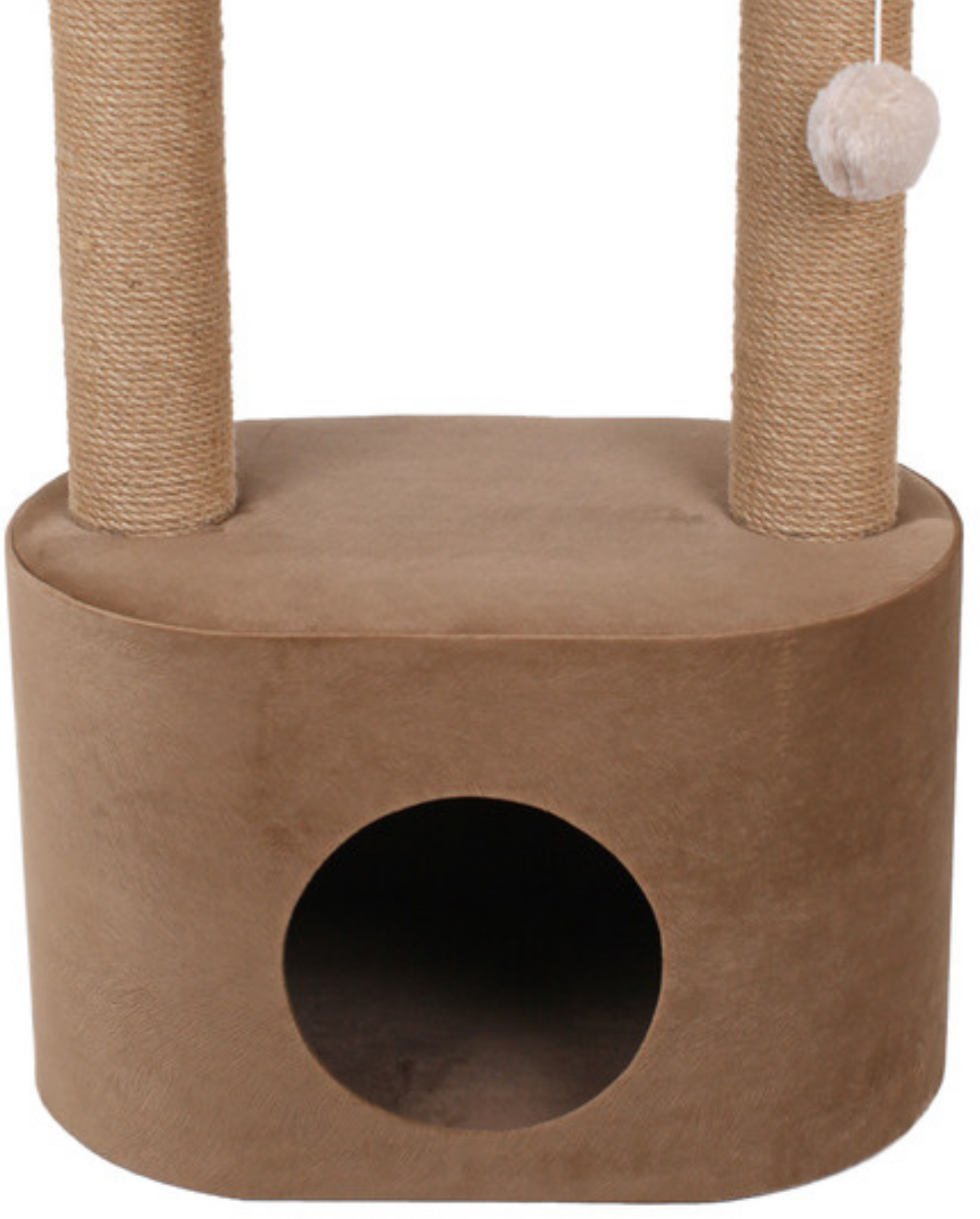 Когтеточка для кошек с домиком, лежанкой, напольная, игровой комплекс, столбик джутовый / коричневый "котUпёс" - фотография № 6