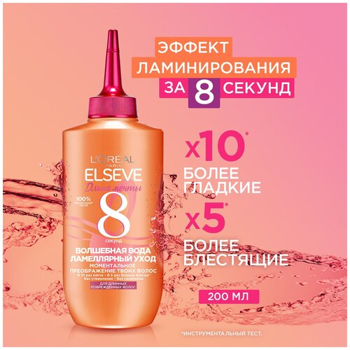 LOreal Paris Смываемый Кондиционер для волос Волшебная Вода Ламеллярный Уход, 8 секунд Elseve, Длина Мечты, для длинных поврежденных волос, 200 мл