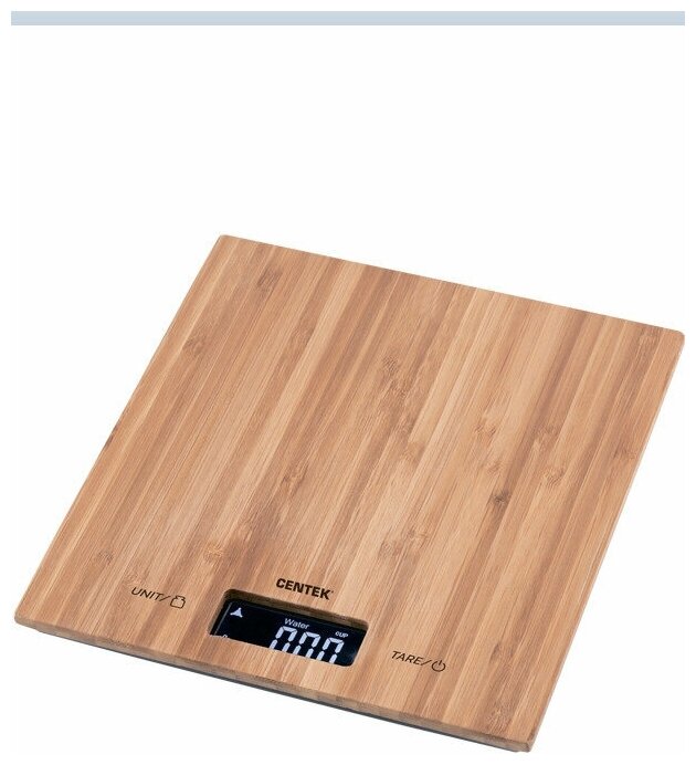 Весы кухонные Centek CT-2466 бамбук, сенсор, LCD- 59х27, max 5кг, шаг 1г.