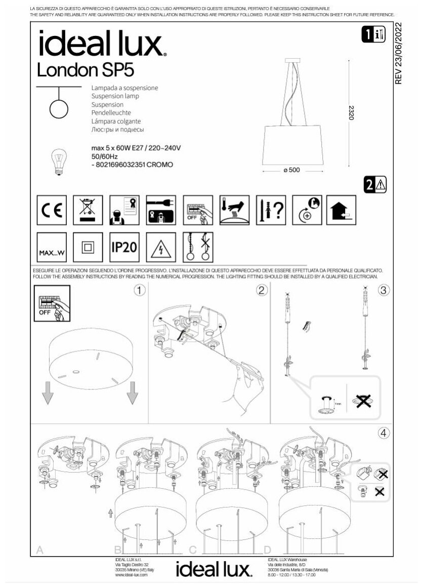 Светильник Ideal Lux LONDON SP5 CROMO - фото №4