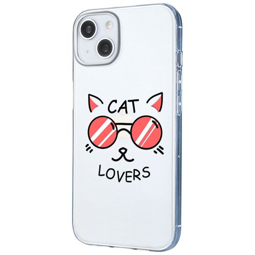 Силиконовый чехол с защитой камеры Mcover на Apple iPhone 13 mini с рисунком Влюблённый кот силиконовый чехол с защитой камеры mcover на apple iphone 13 с рисунком влюблённый кот