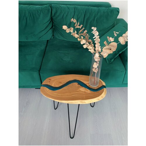 Минималистичный столик журнальный овальный кофейный из массива дерева