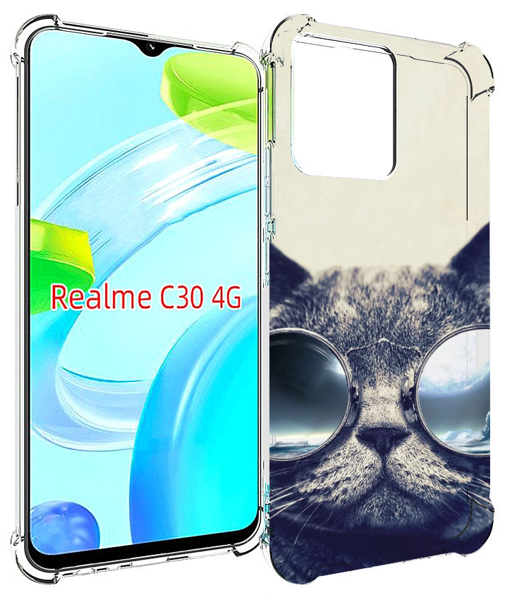 Чехол MyPads Кот-в-очках-2 для Realme C30 4G / Narzo 50i Prime задняя-панель-накладка-бампер