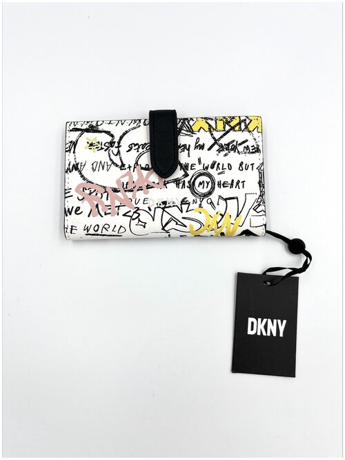 Кошелек DKNY, кнопки, отделение для карт, белый