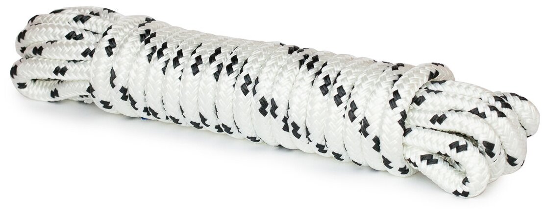 Шнур плетеный швартовый 16 мм, бел/черн, 3200 кг, 9 м