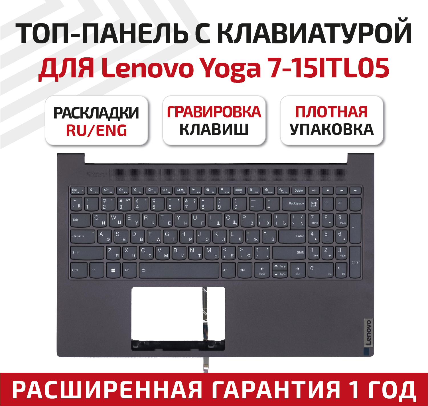 Клавиатура (keyboard) 5CB1B10131 для ноутбука Lenovo Yoga Slim 7-15ITL05, топкейс