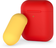 Силиконовый чехол для AirPods, двухцветный (красный/желтый), Deppa 47016