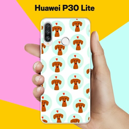 Силиконовый чехол на Huawei P30 Lite Узор из такс / для Хуавей П30 Лайт силиконовый чехол узор из такс на huawei p30