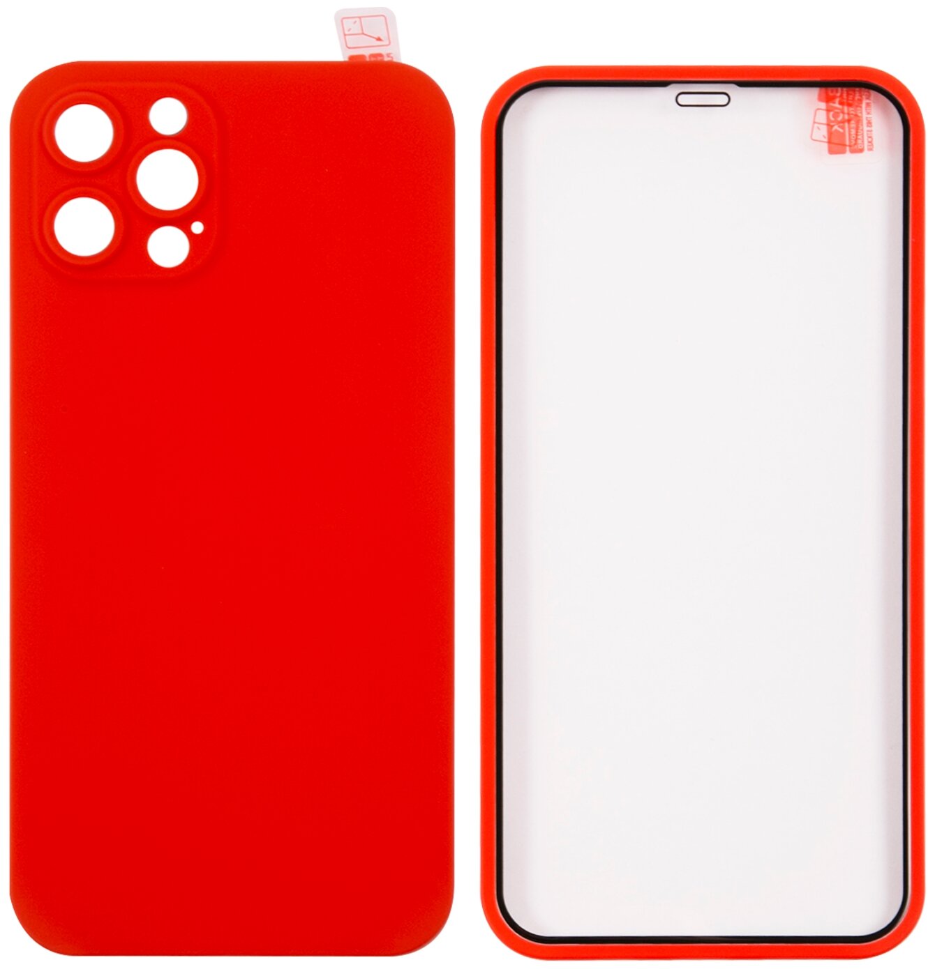 Защитный комплект Red Line 360° Full Body для iPhone 12 Pro (чехол+стекло), красный - фото №1