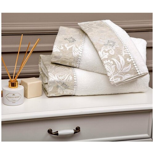 Комплект полотенец (30x50, 50x100, 75x150) Fortuny Tivolyo (кремовый-бежевый), Комплект полотенец (3 шт)