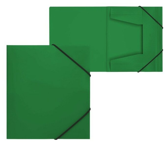 Папка на резинке А5, 500 мкм, Calligrata, корешок 30 мм, тиснение "песок", зелёная