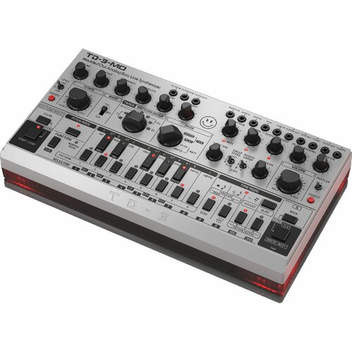 Behringer TD-3-MO-SR басовый синтезатор, встроенный дисторшн, VCO, VCF, VCA, 16-шаговый секвенсор, 16 голосов. Серебристый с красным behringer td 3 mo sr басовый синтезатор встроенный дисторшн vco vcf vca 16 шаговый секвенсор 16 голосов серебристый с красным