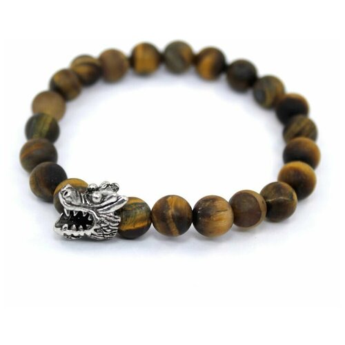 фото Handinsilver ( посеребриручку ) браслет из матового камня тигровый глаз 8мм с драконом