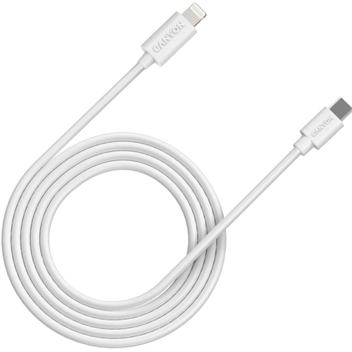 Кабель Canyon USB Type C - lightning, 2м, 3А, белый (CNE-CFI12W)