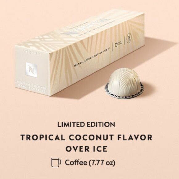 Кофе в капсулах Nespresso Vertuo TROPICAL COCONUT FLAVOUR OVER ICE ( тропический кокос, *можно со льдом), 10 кап. в уп, 1 упаковка - фотография № 3