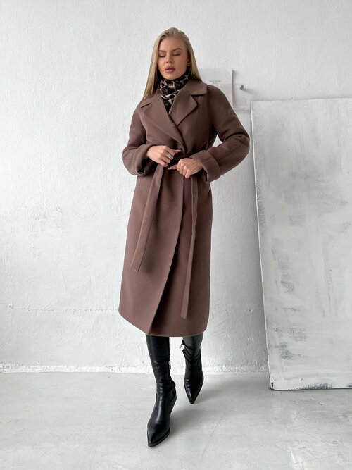 Пальто-реглан  зимнее, оверсайз, удлиненное, размер 40, коричневый