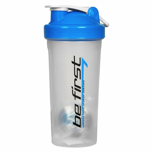 фото Шейкер be first с шариком ts1356, 600 мл, прозрачный-голубой be-first