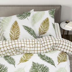 Комплект постельного белья Feresa 2-х спальный, Бязь, наволочки 70x70 листья