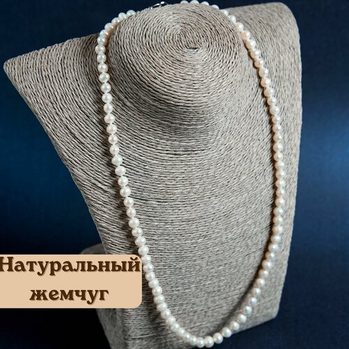фото Бусы беломоин а.а., жемчуг культивированный, длина 55 см, белый
