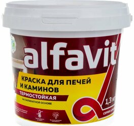 Краска для печей и каминов термостойкая Alfavit серия Альфа, красно-коричневая, 1,3 кг