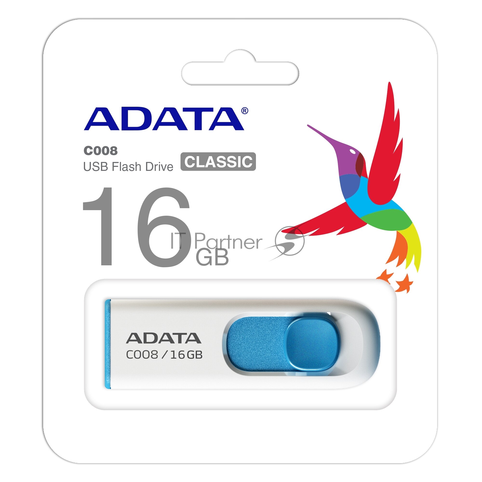 Флэш-накопитель USB2 16GB WH/BLUE AC008-16G-RWE A-DATA