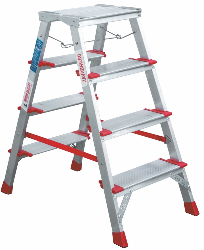 Стремянка Nv3127 Новая Высота 2-Х Сторонняя Алюминиевая 4 Ступени Рабочая Высота: 2.88 М, Нагрузка 150 Кг.