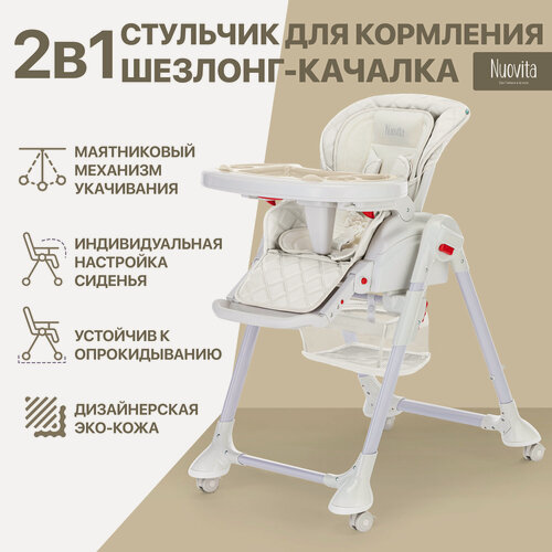 Изображение товара Стул-шезлонг для кормления Nuovita Tutela (Bianco trapuntata/Белый со стежкой)