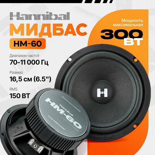 Динамики автомобильные Alphard Hannibal HM-60 Midbass Мидбас колонки автомобильные 165см 2шт 4710₽