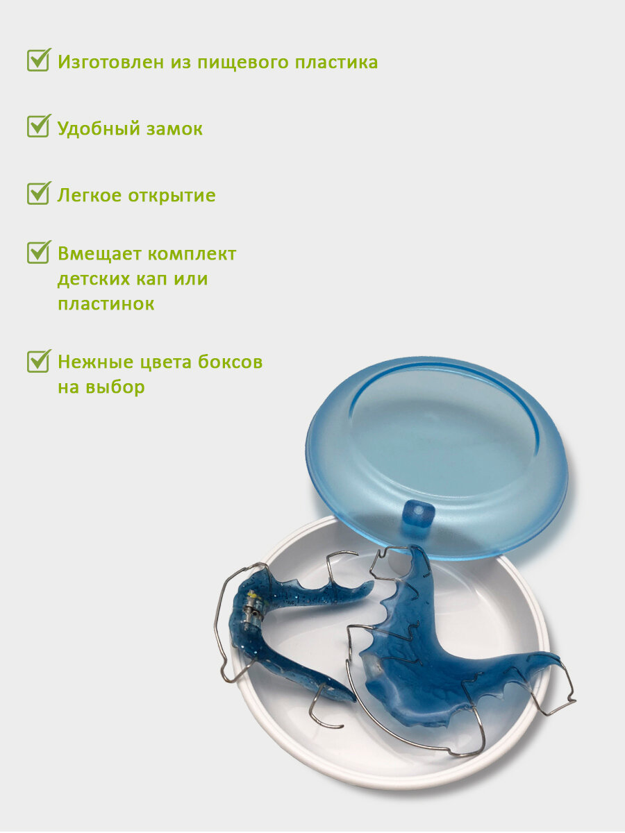 Картинки Пластиковый бокс для ортодонтических конструкций Plastic Box Circle, 87*87*28, аквамарин