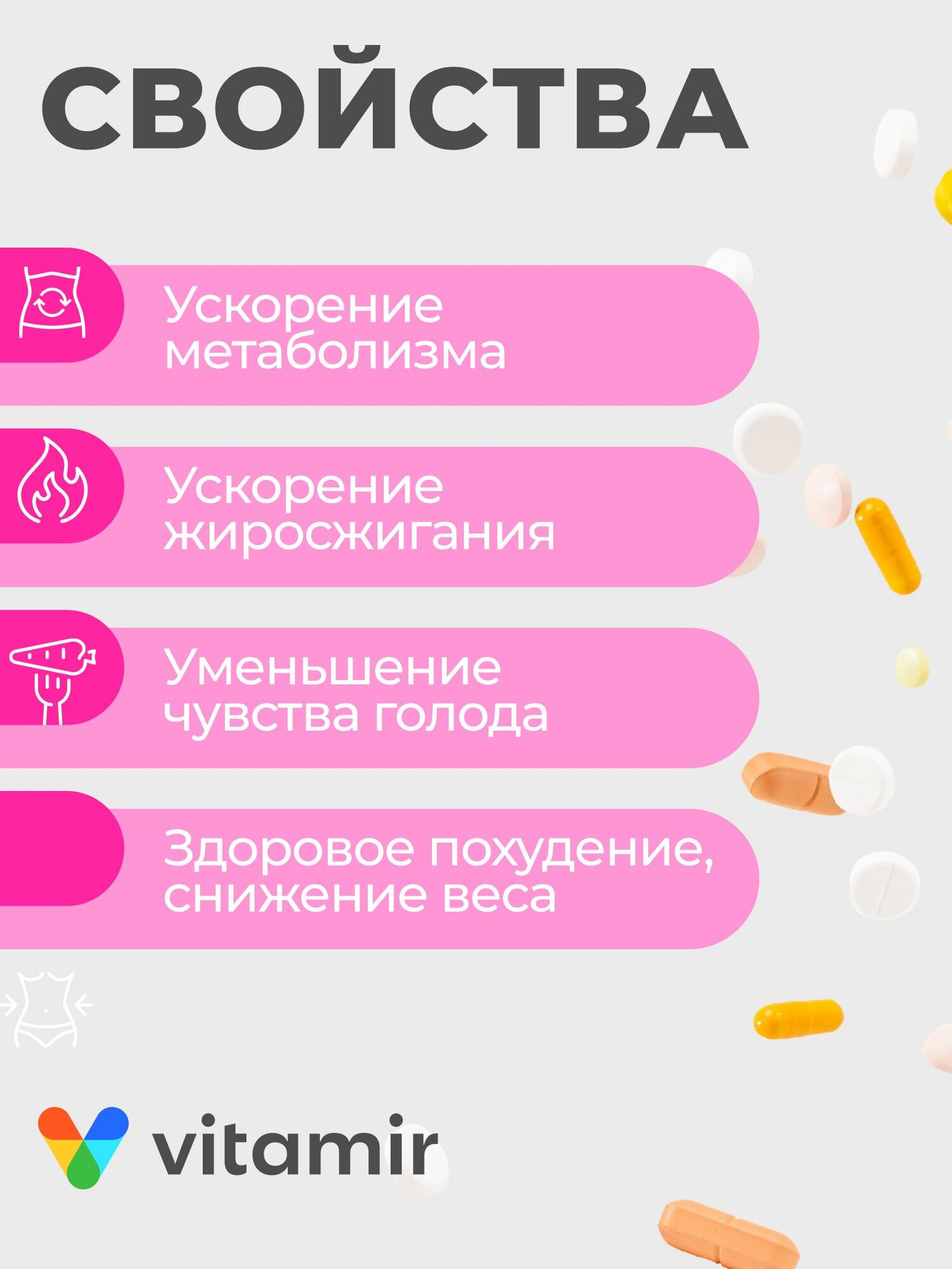 SLIMTABS VITAMIR PRO / Жиросжигатель для похудения / 60 таблеток — фото 1