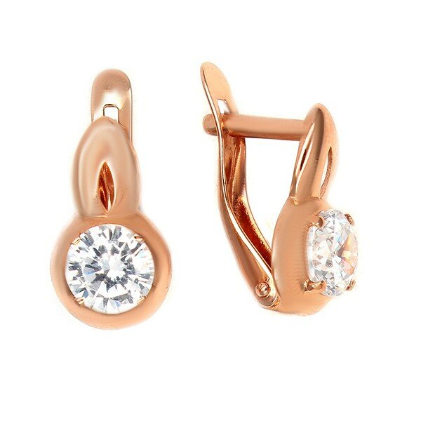 Серьги JEWELIN, красное золото, 585 проба, фианит