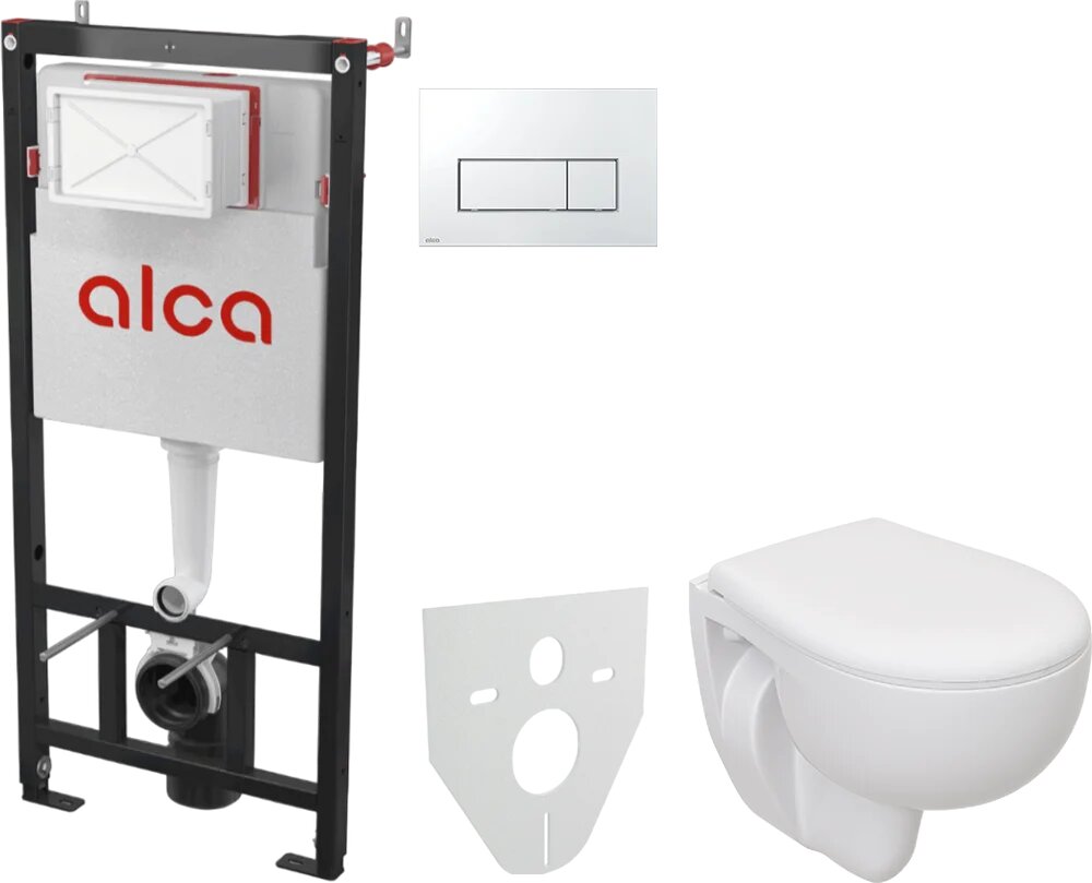 Комплект Унитаз подвесной Seramiksan Natura A051041H / Крышка AG50002 / Инсталляция AlcaPlast AM101/1120-4:1 RU M571-0001 кнопка смыва хром