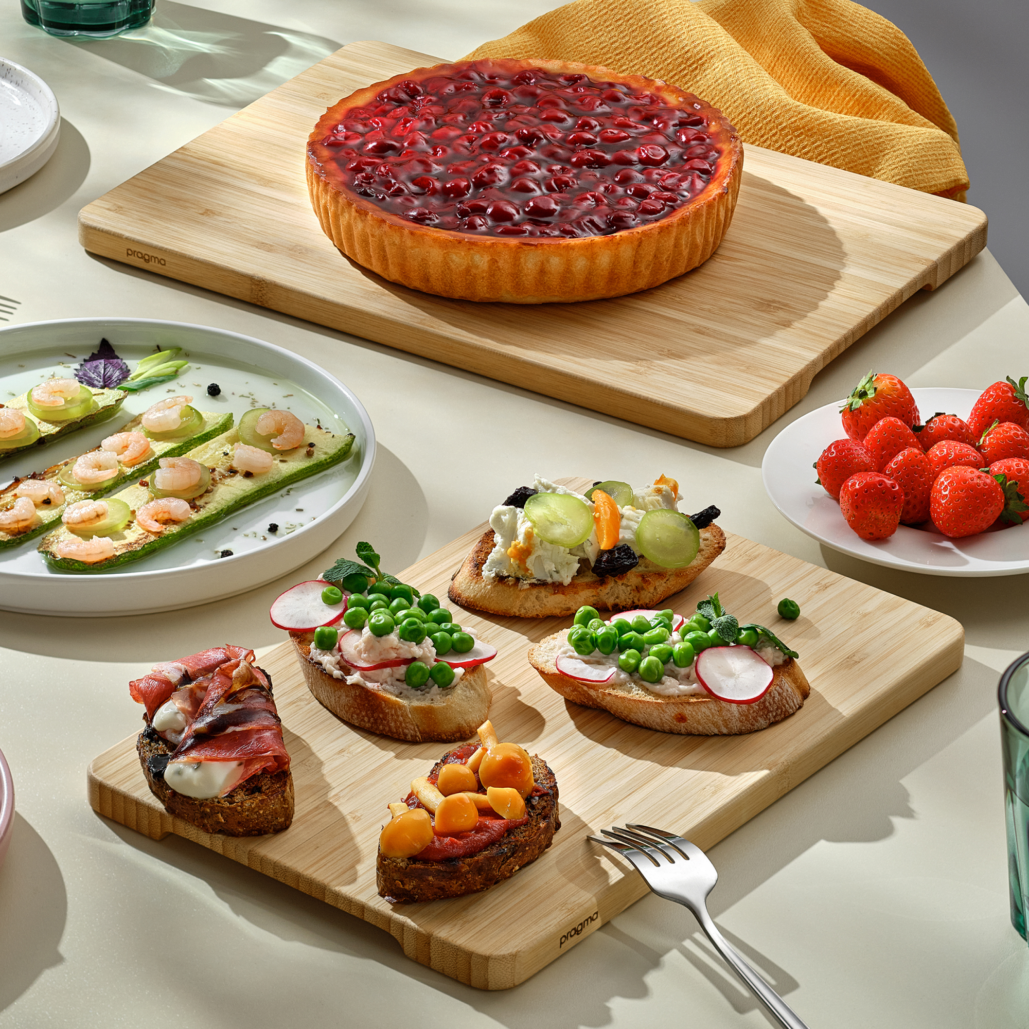 Картинки Деревянная разделочная доска Pragma Litop с ручками, 2 предмета, бамбук