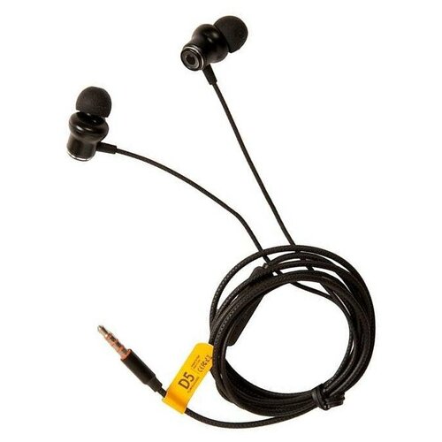 Наушники (Headphones) Celebrat внутриканальные, микрофон, кнопка ответа, кабель 1.2м, черный, D5