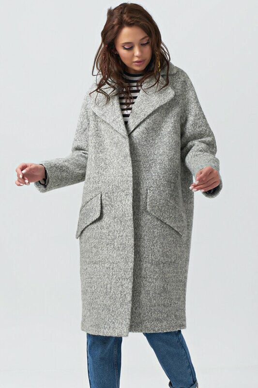 Пальто-кокон FLY демисезонное, шерсть, оверсайз, удлиненное