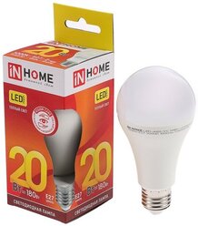 Лампа светодиодная IN HOME LED-A60-VC, Е27, 20 Вт, 230 В, 3000 К, 1900 Лм