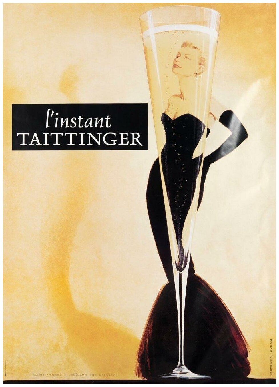 Рекламный плакат - Шампанское Linstant Taittinger в раме