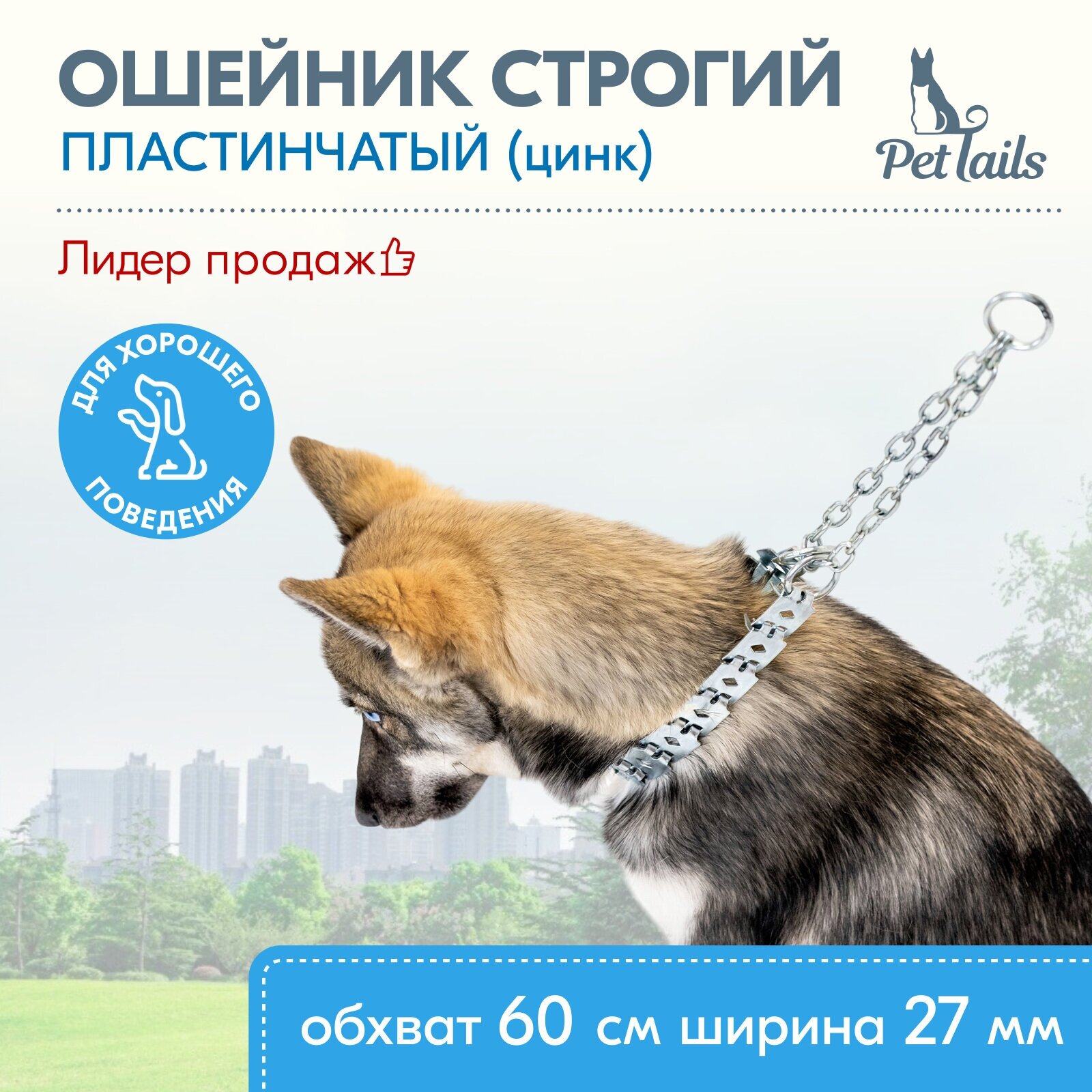 фото Ошейник строгий пластинчатый цинк 60см х 27мм х 1,5мм