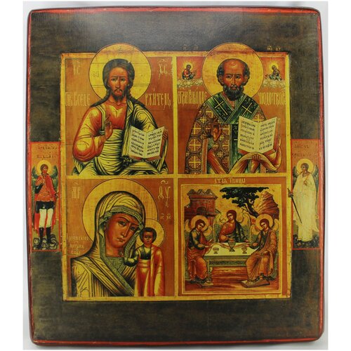 Православная Икона Четырехчастная, деревянная иконная доска, левкас, ручная работа(Art.1125_3Б)