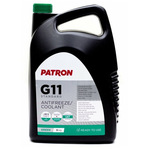 Антифриз Patron Green G11 Готовый -40c Зеленый 5 Кг Pcf4005 PATRON арт. PCF4005