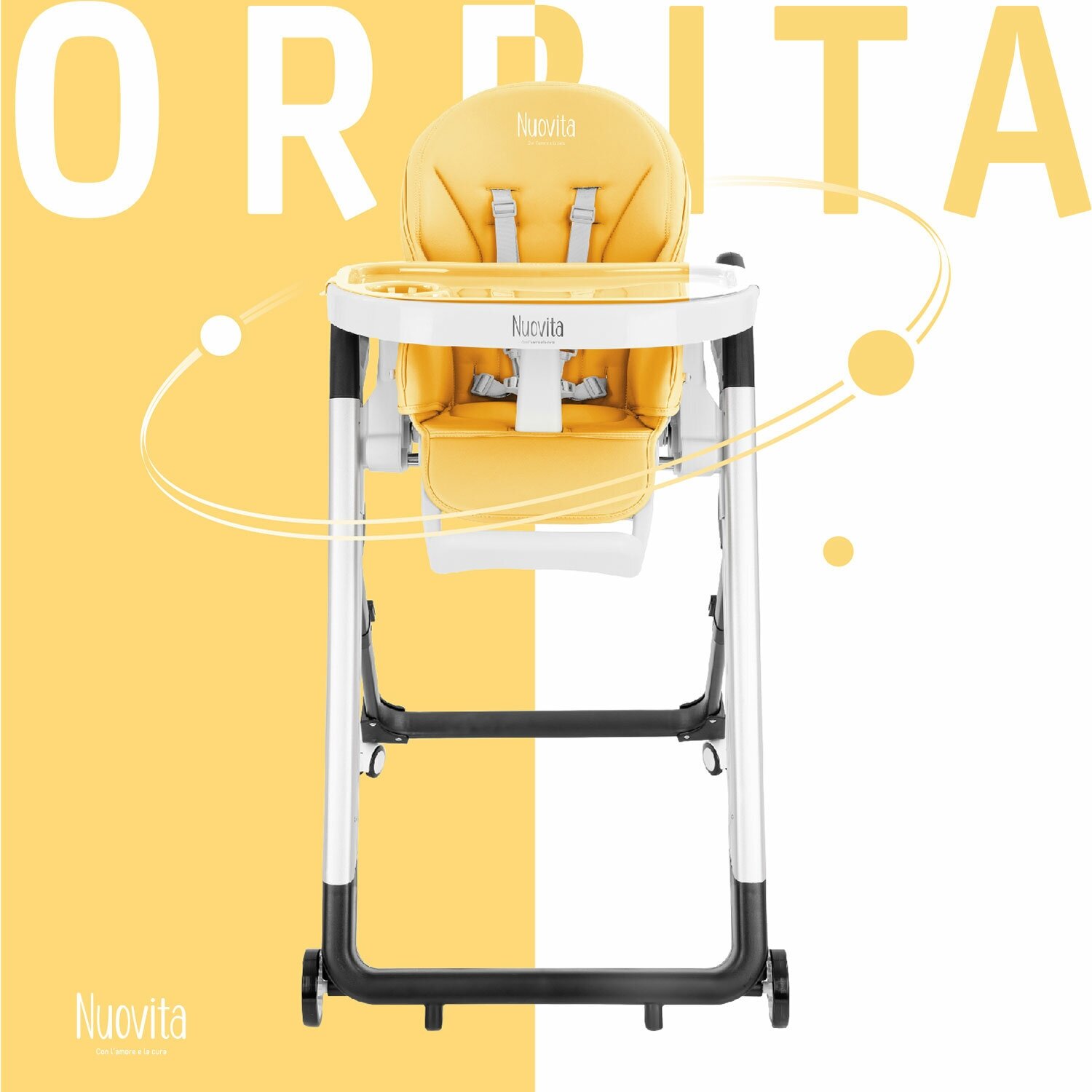 Nuovita Стульчик для кормления Orbita, малиновый серебристый - фото №5
