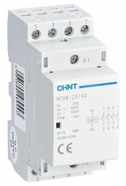 Контактор модульный NCH8-25/40 25А 4НО AC 220/230В 50Гц (R) CHINT 256089