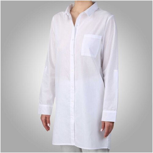 Рубашка женская Kuchenland, домашняя, р. XL, удлиненная, хлопок, белая, Bianca