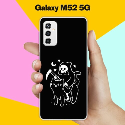 Силиконовый чехол на Samsung Galaxy M52 5G Череп и кот / для Самсунг Галакси М52