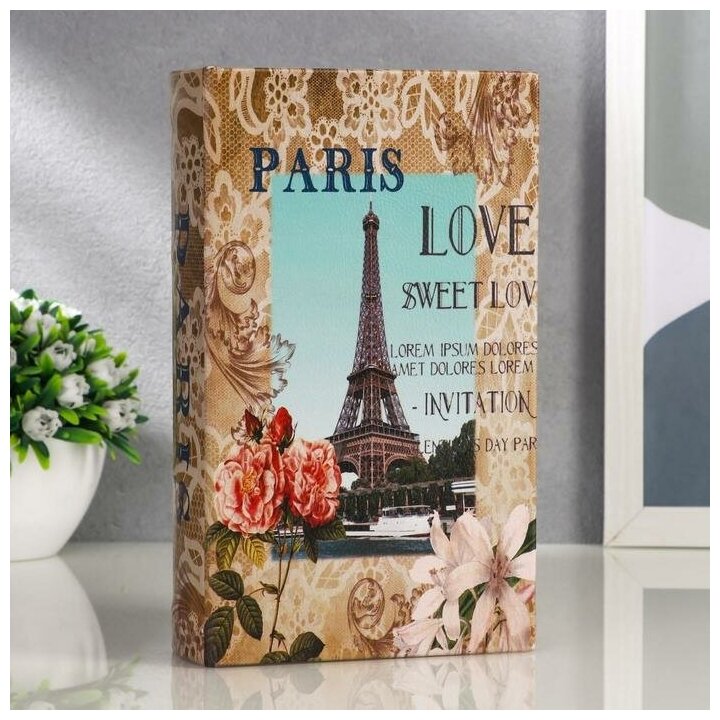 Сейф-книга дерево "Весна в Париже" кожзам 21х13х5 см