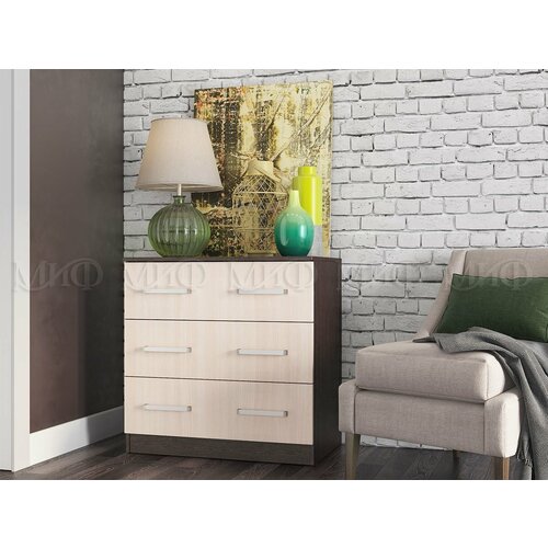 Комод с 3-мя ящиками Бася дуб беленый/венге