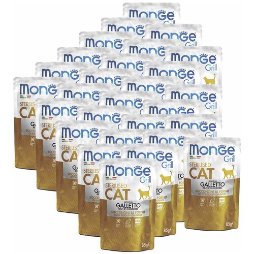 Monge Cat Grill Pouch паучи для стерилизованных кошек итальянская курица 85г х 28 шт.