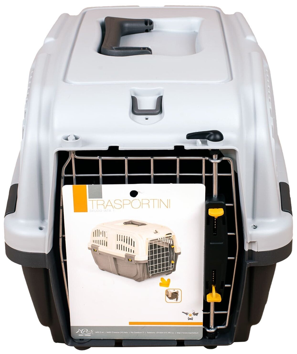 MPS переноска для собак и кошек SKUDO 3 60х41х40h см с металлической дверцей с замком серая - фотография № 1