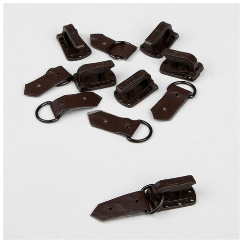 Крючки пришивные, пластиковые, для верхней одежды, 5 x 1,5 см, 6 шт, цвет коричневый 2 шт