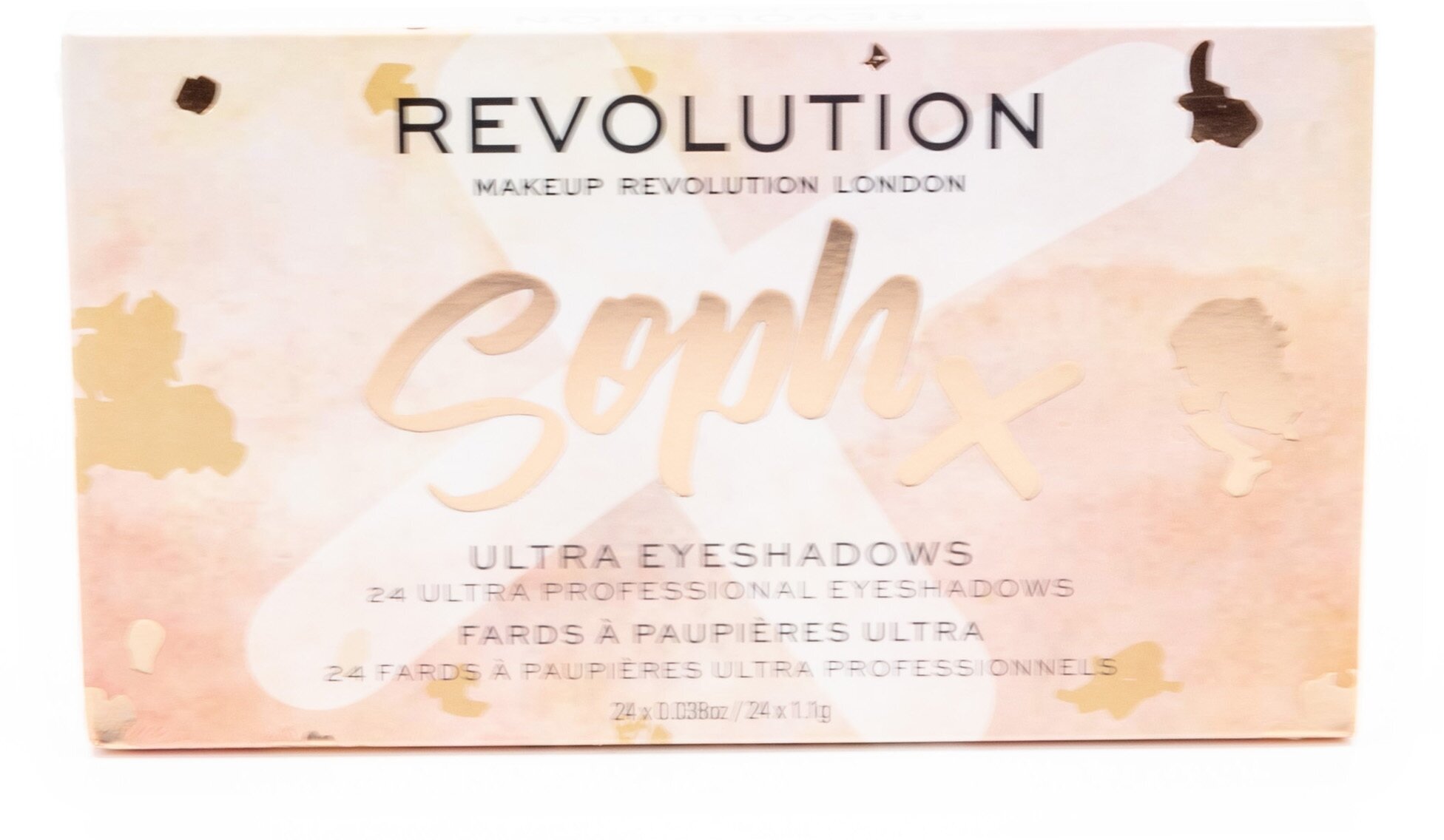 Мейкап Революшн Тени для век SophX Ultra Eyeshadows перламутровые, матовые, разноцветные, 24 цвета в палетке 26.4г / пигменты для глаз